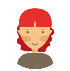 eine Frau mit roten Haaren und einem schwarzen Hemd